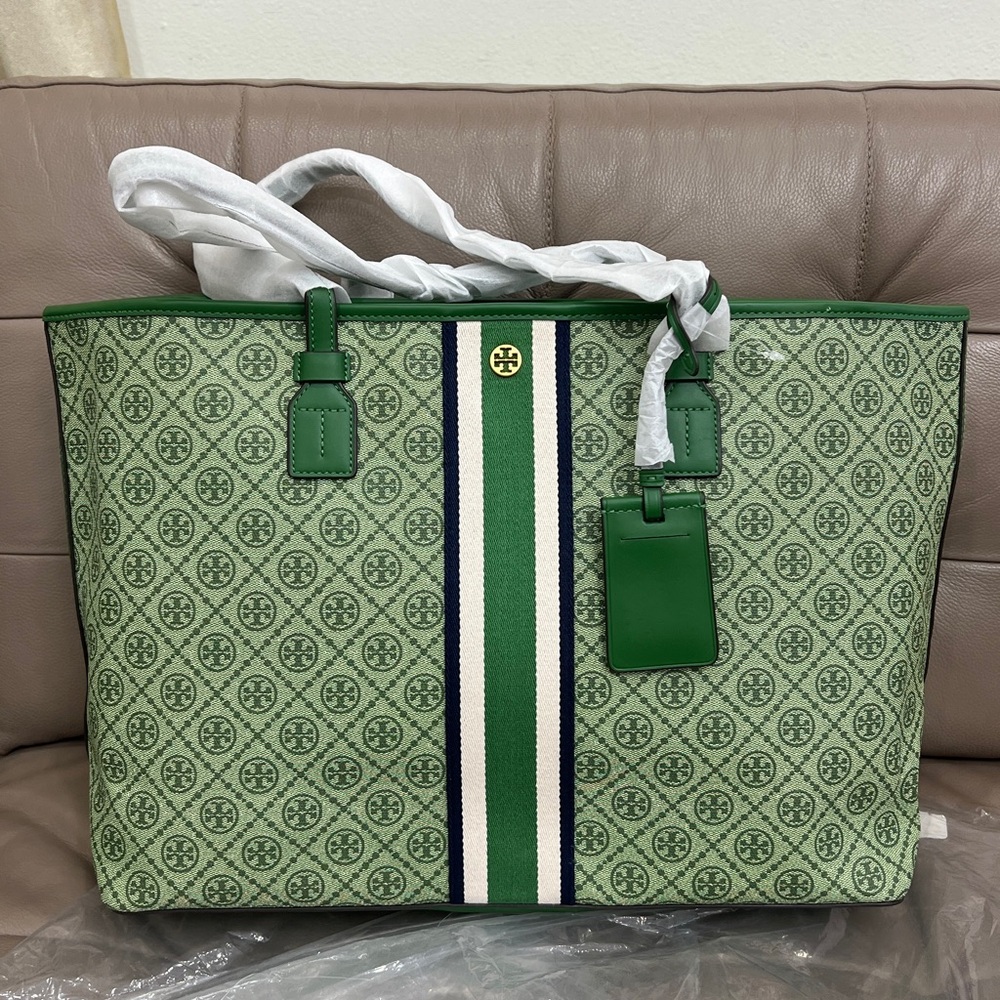 NWT Tory Burch T MONOGRAM Coated Canvas Large Tote Bag~Sig Logo~ Gift~New